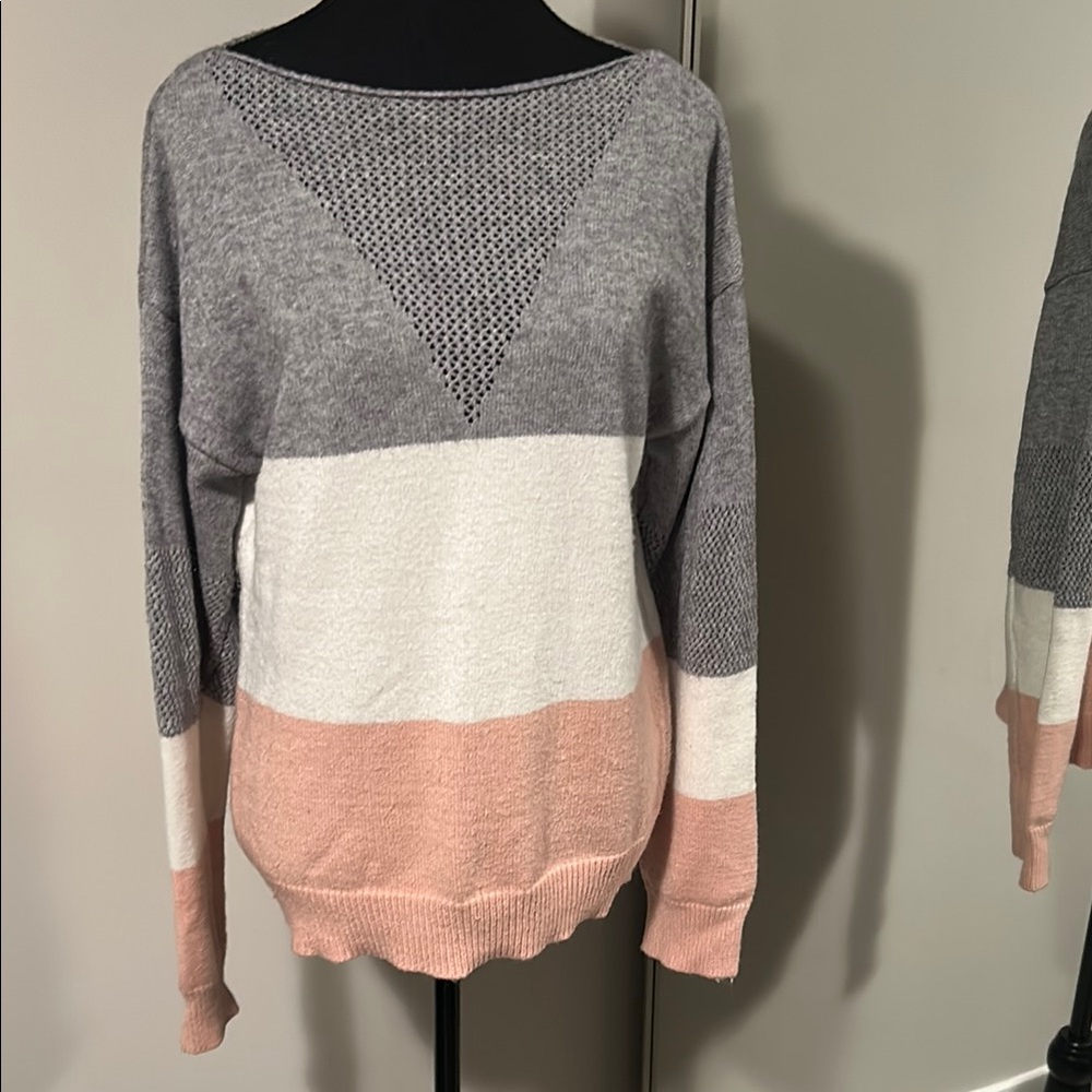 Colorblock Gray and Pink Women's Sweater